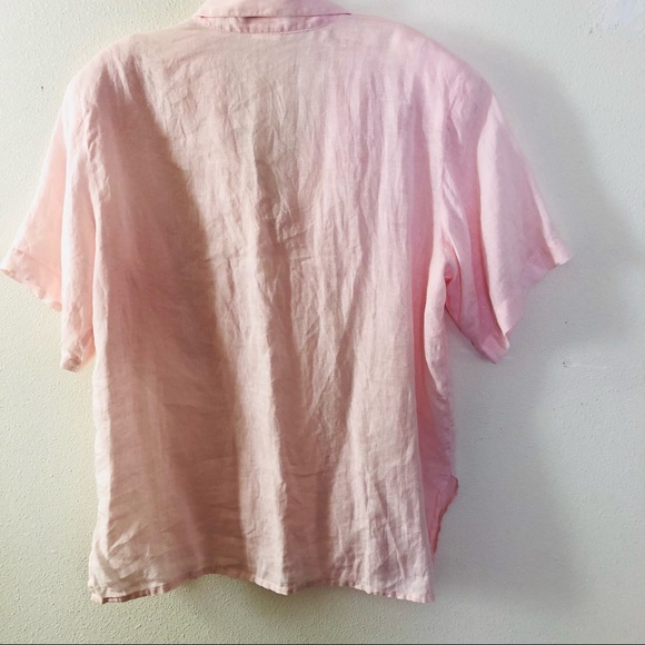 The Broadway Vtg Pink Linen S/S Button Frnt Blouse - Picture 6 of 8